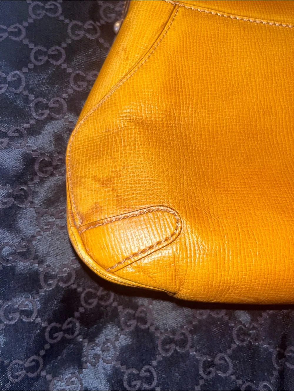 Gucci Yellow Mustard Leather Shoulder Bag with Horsebit Detail